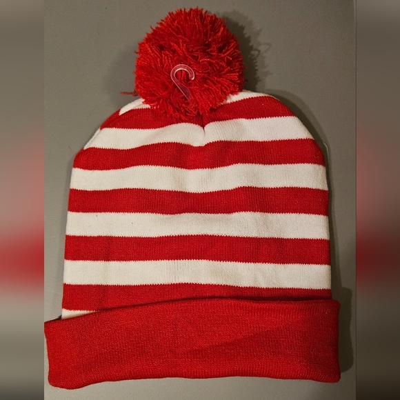 Mickey Mouse Red and White Striped Beanie, NWT - Picture 2 of 3